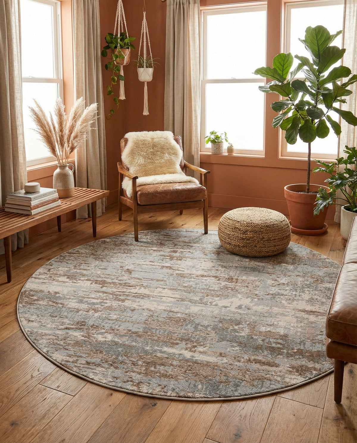 Aegean Elegance Collection Area Rug - Mesa Round Beige  lifestyle 81