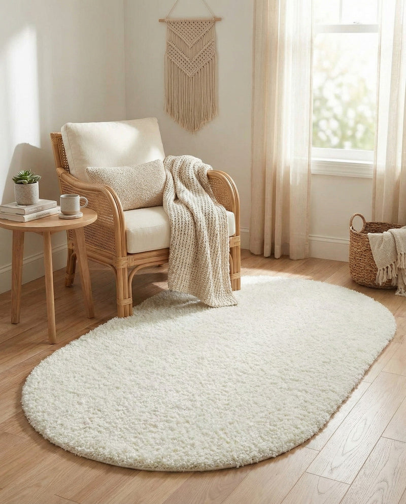 Plush Oasis Collection Area Rug - Serenity (Snow White) Oval Snow White  lifestyle 80