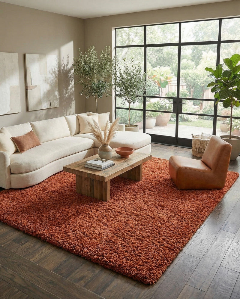 Plush Oasis Collection Area Rug - Serenity (Terracotta) Rectangle Terracotta  lifestyle 26
