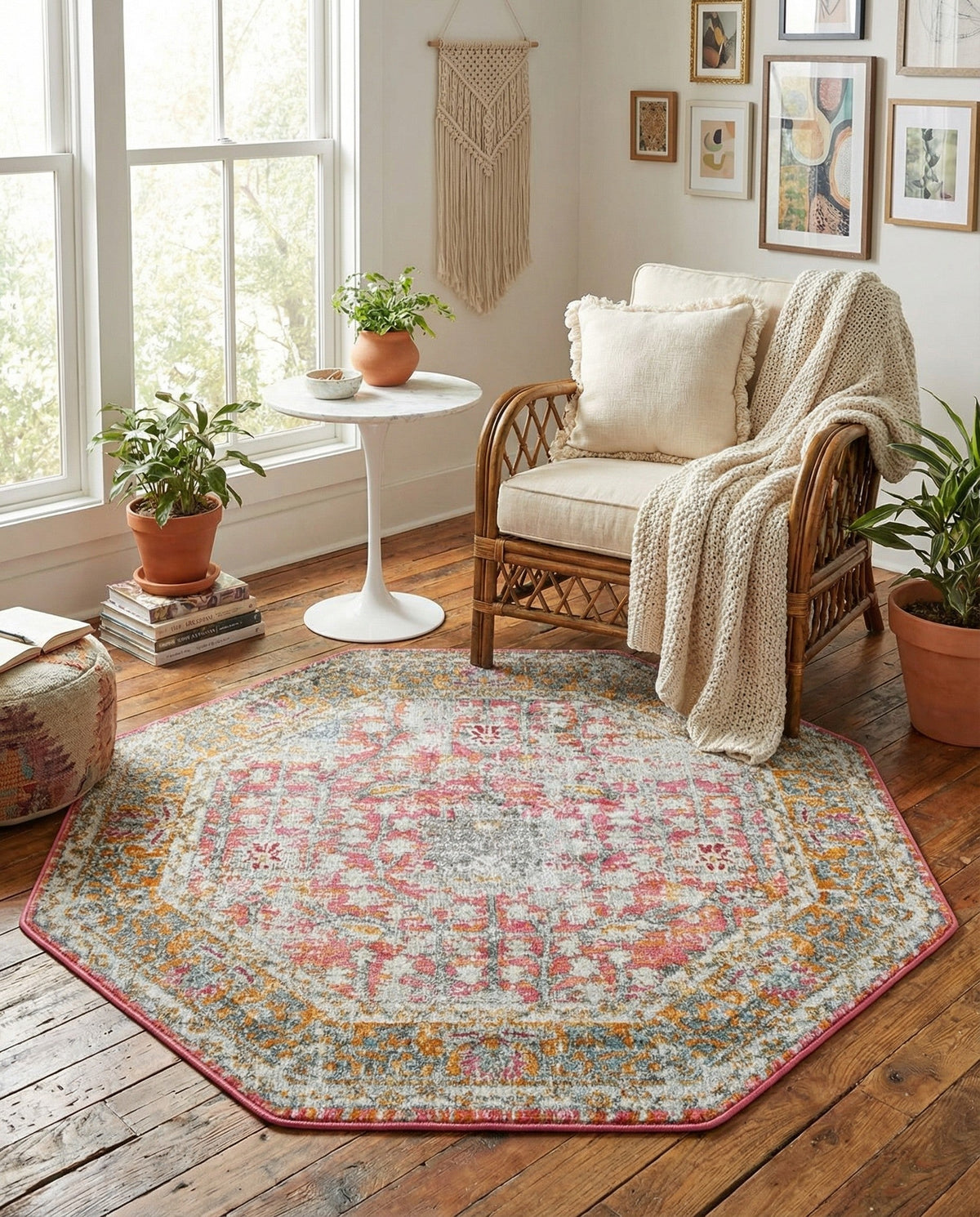 Arcadia Rugs Collection Area Rug -  Olympus Octagon Pink  lifestyle 178