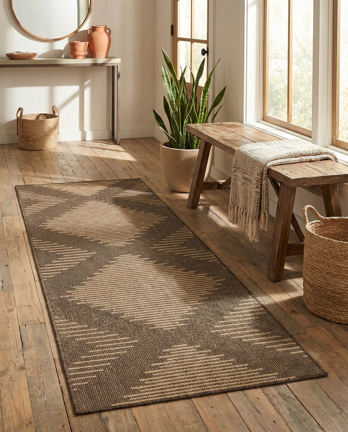 Sahara Sands Collection Area Rug -  Merimde Runner Brown  lifestyle 82