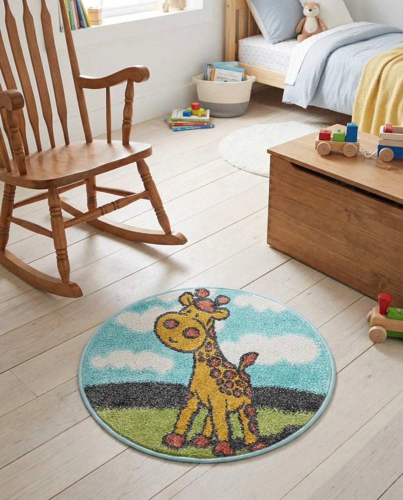 Wonder Tykes Collection Area Rug -  Frolic Round Blue  lifestyle 35