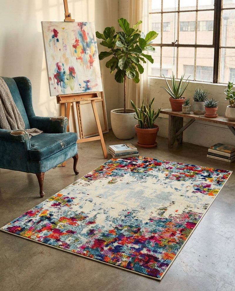 Chromatic Oasis Collection Area Rug -  Blush Rectangle Multi  lifestyle 24