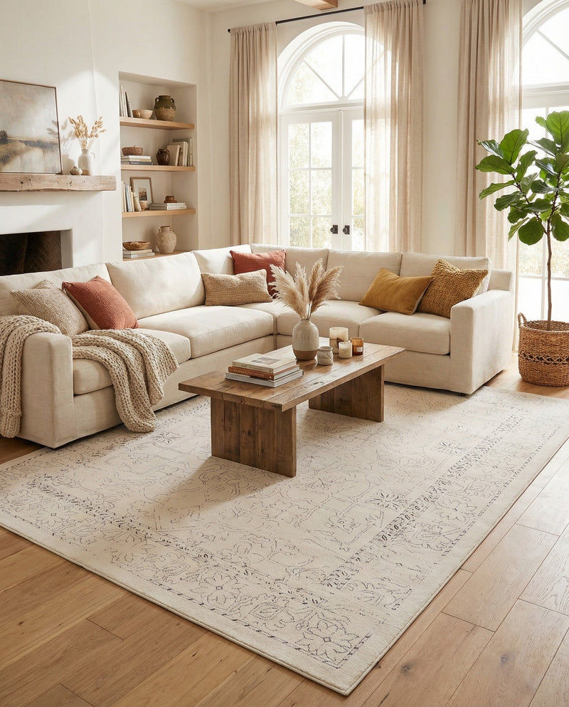 Savannah Soiree Collection Area Rug -  Everglade (White) Rectangle White  lifestyle 16