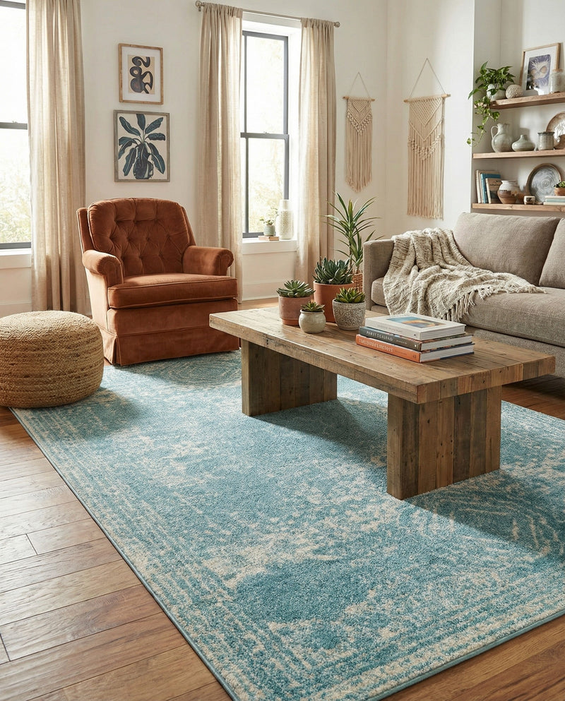 Dover Terrace Collection Area Rug -  Lagoon (Aqua) Rectangle Aqua  lifestyle 13