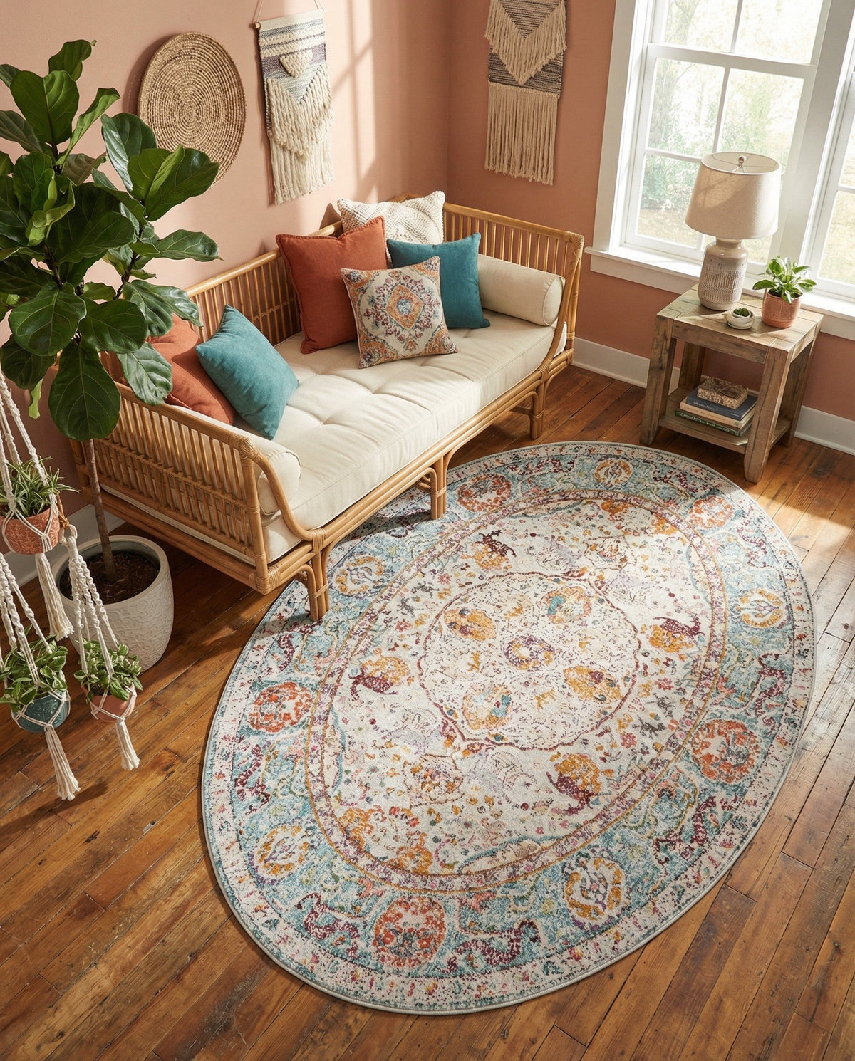 Caribbean Breeze Collection Area Rug -  Xcalak Oval Light Blue  lifestyle 91