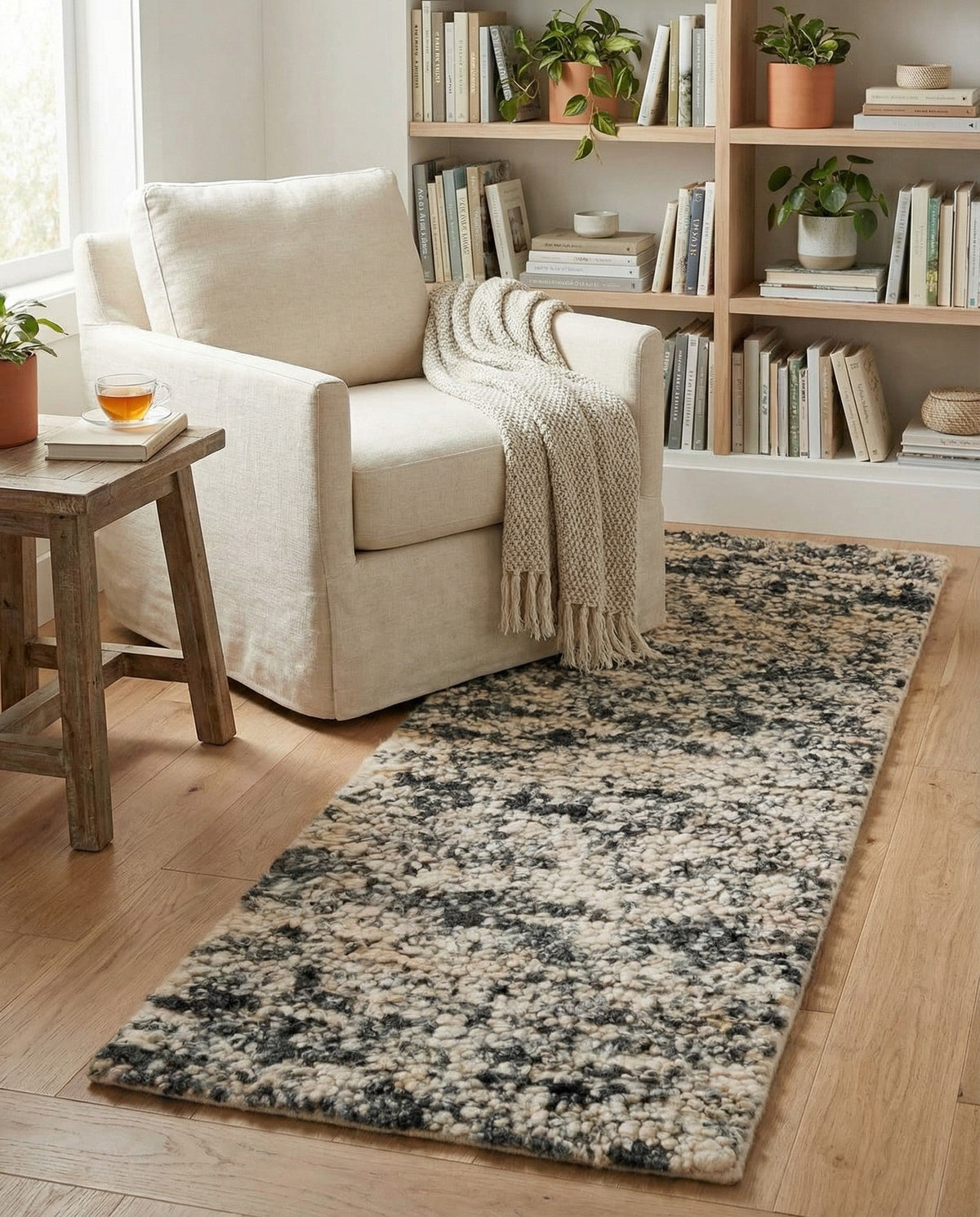 Wellington Luxe Shag Collection Area Rug - Kapiti Runner Salt and Pepper  lifestyle 193