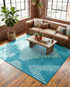 Seychelles Stripes Collection Area Rug - Mahe (Turquoise) Square Turquoise  lifestyle 18