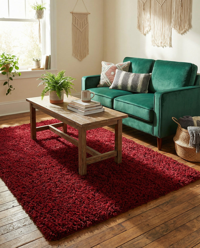 Plush Oasis Collection Area Rug - Serenity (Cherry Red) Rectangle Cherry Red  lifestyle 22