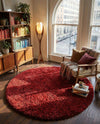 Eternal Plush Oasis Collection Area Rug -  Tranquility (Merlot) Round Merlot  lifestyle 69