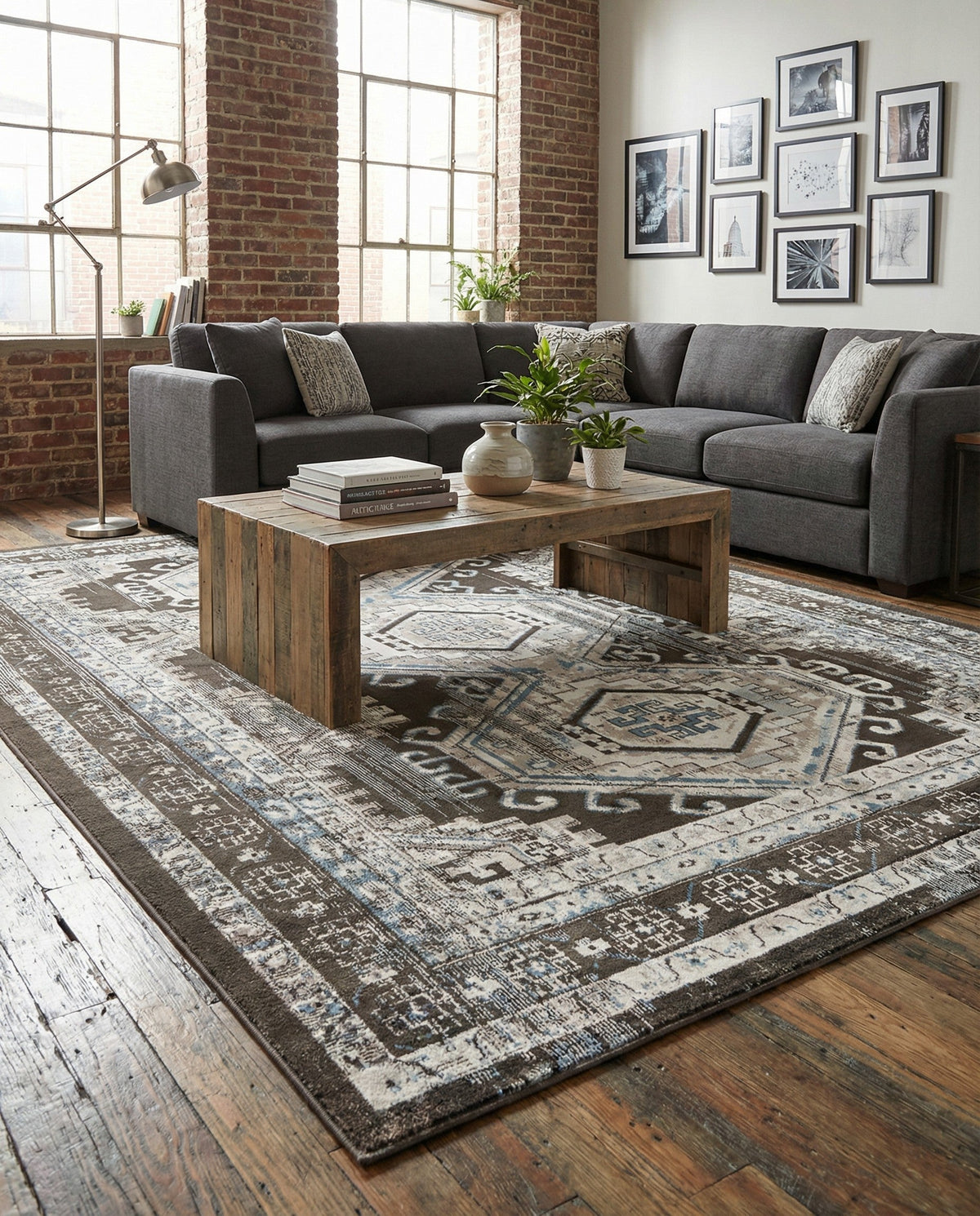 Savannah Elegance Collection Area Rug -  Tybee (Gray) Rectangle Gray  lifestyle 3