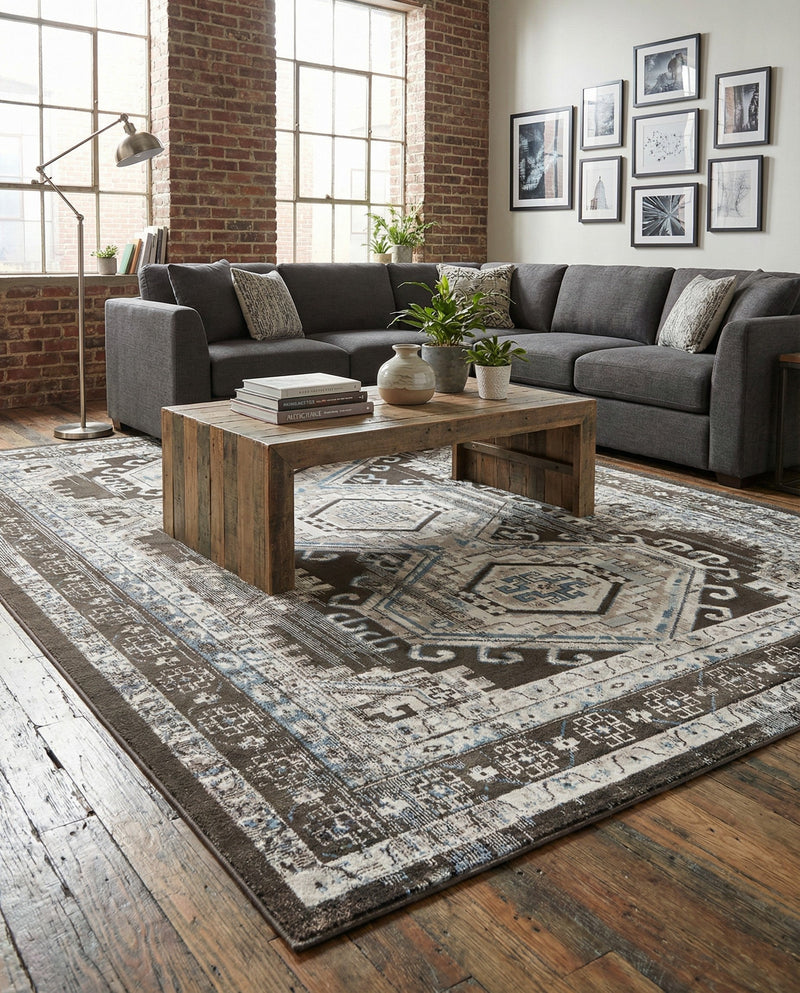 Savannah Elegance Collection Area Rug -  Tybee (Gray) Rectangle Gray  lifestyle 3
