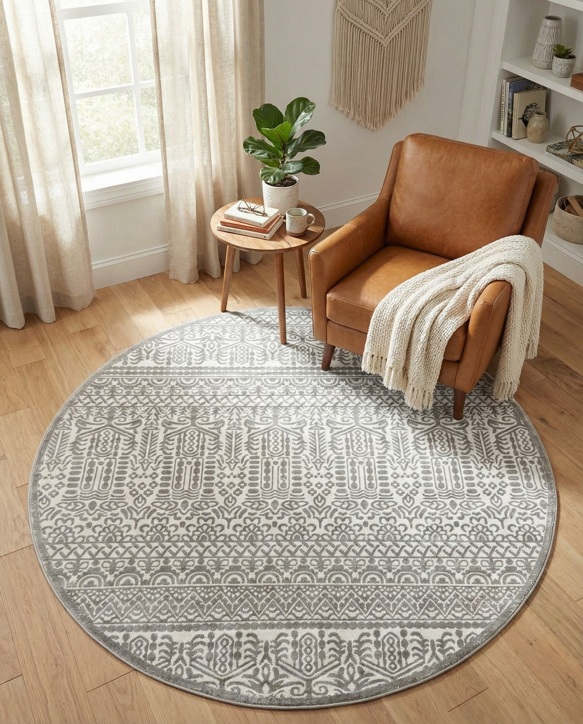 Metro Heights Collection Area Rug -  Chelsea Round Gray  lifestyle 131