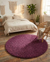 Plush Oasis Collection Area Rug - Serenity (Eggplant Purple) Round Eggplant Purple  lifestyle 56