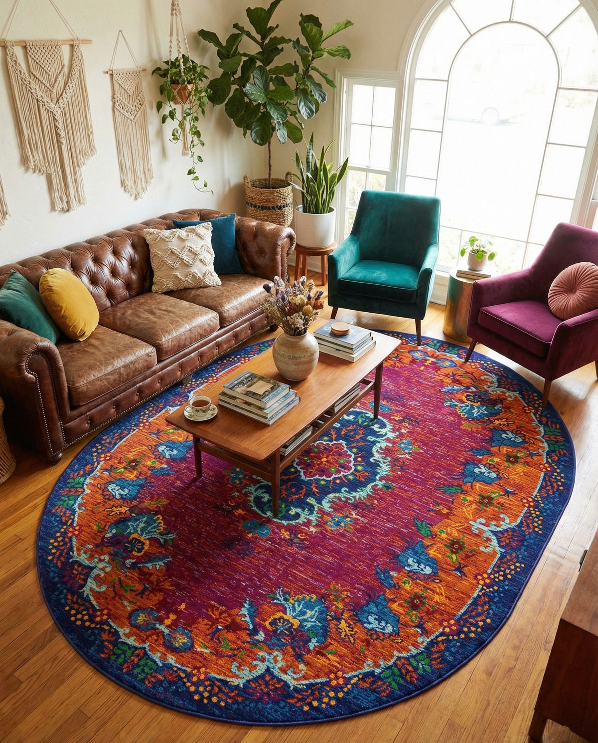 Caribbean Cove Collection Area Rug -  Nevis Oval Fuchsia  lifestyle 90