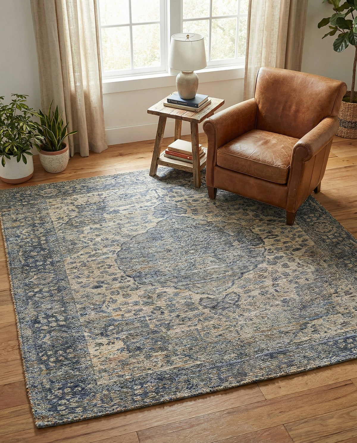 Savannah Threads Collection Area Rug - Charleston Square Blue  lifestyle 91