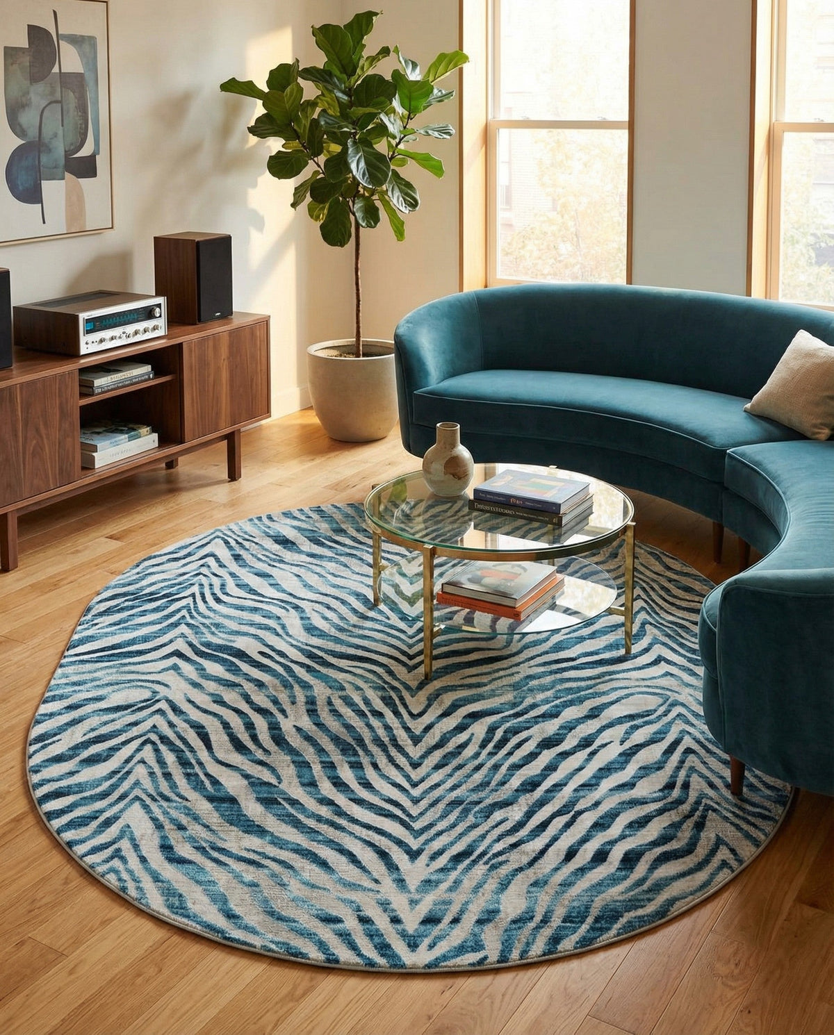 Bloomsbury Elegance Collection Area Rug -  Chelsea Oval Blue  lifestyle 191