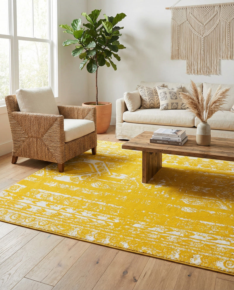 Brighton Stripes Collection Area Rug - Sussex (Yellow) Rectangle Yellow  lifestyle 9