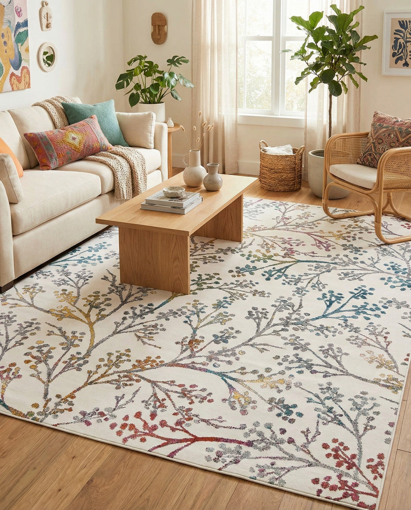 Meadow Breeze Collection Area Rug -  Sunbeam Rectangle Ivory  lifestyle 28