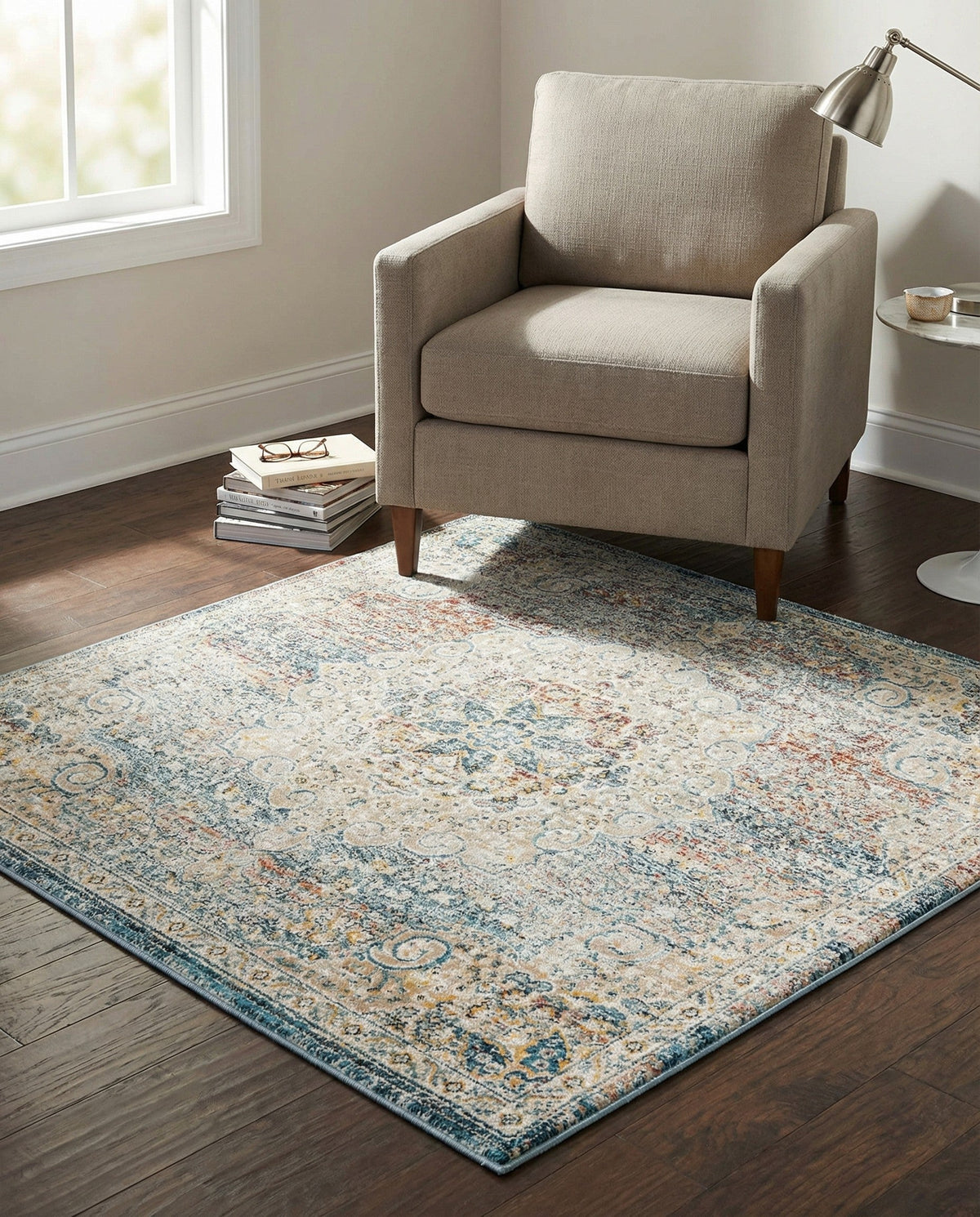 Coastal Haven Collection Area Rug - Seabreeze (Multi) Square Multi  lifestyle 91