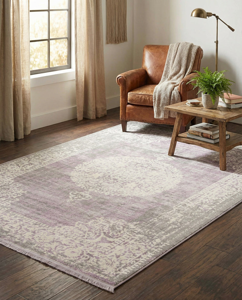 Rustic Charm Revival Collection Area Rug -  Meadowland Rectangle Purple  lifestyle 17