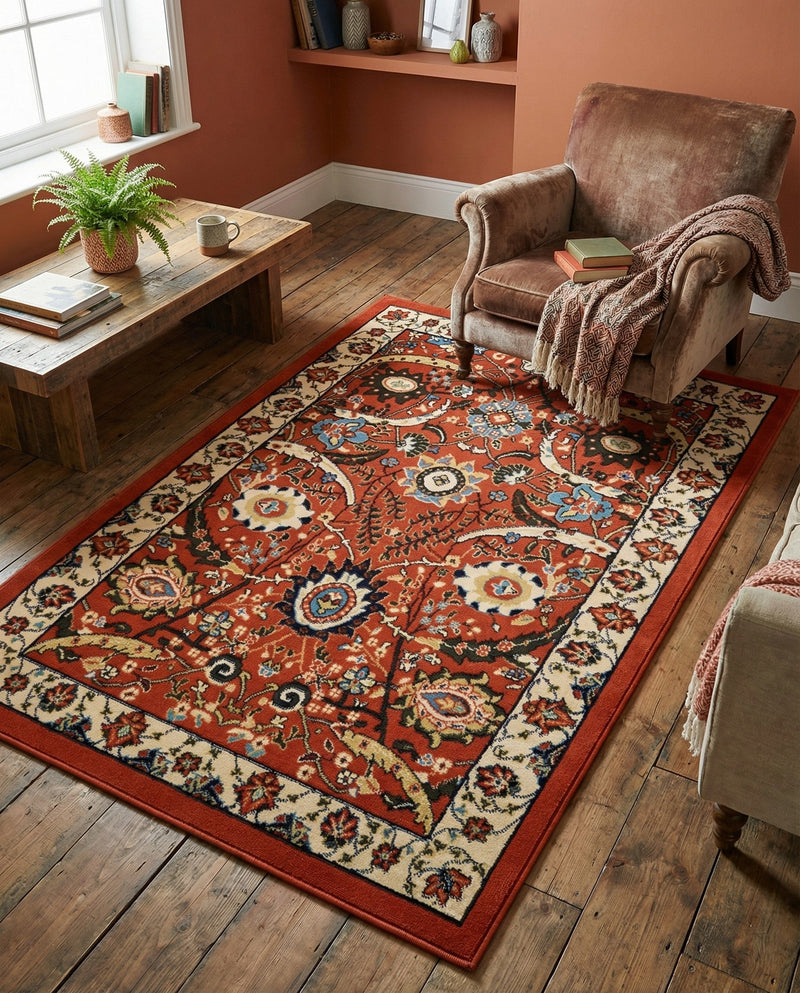 Tabriz Tapestry Collection Area Rug - Sahand (Terracotta) Rectangle Terracotta  lifestyle 11
