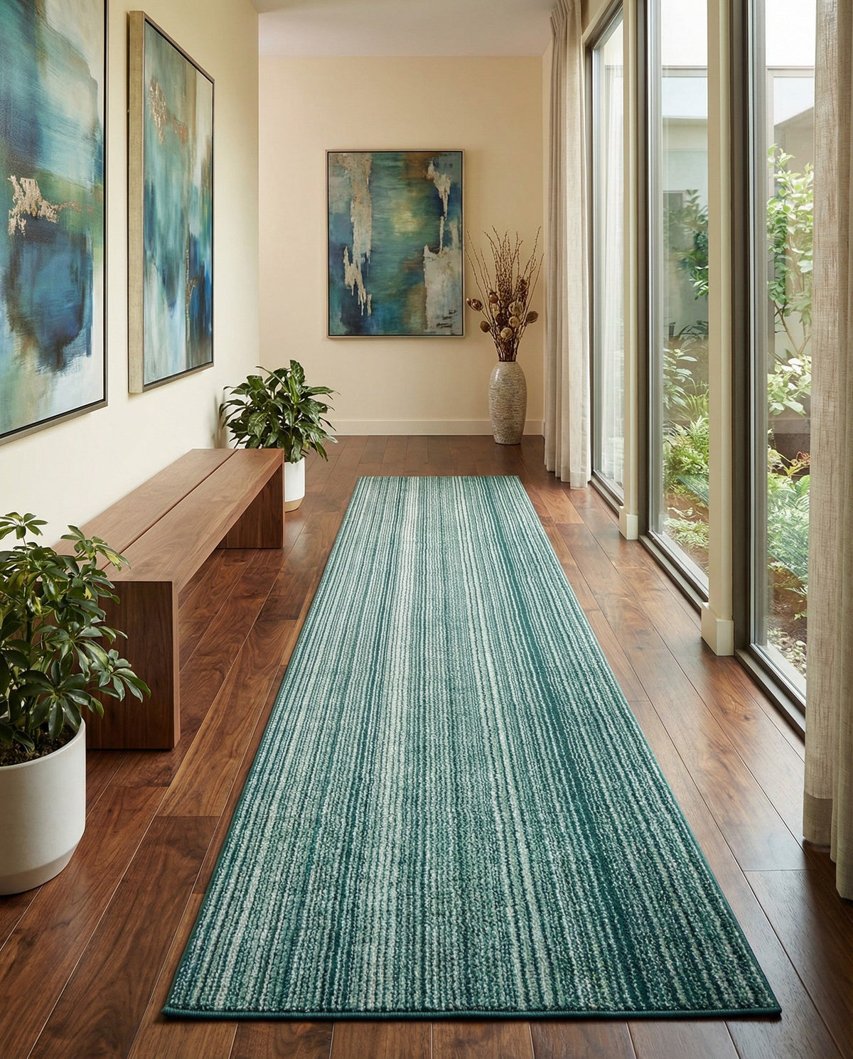 Jewel Oasis Collection Area Rug - Sapphire (Green) Runner Green  lifestyle 81