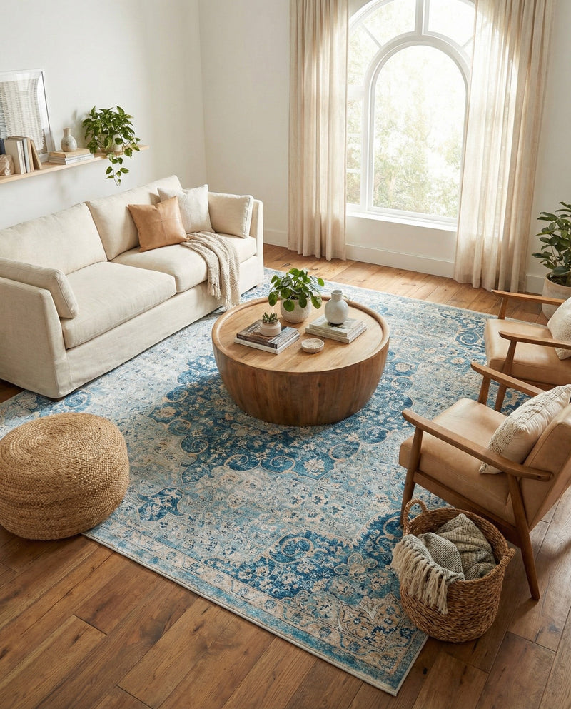 Coastal Haven Collection Area Rug - Seabreeze (Navy Blue) Square Navy Blue  lifestyle 73
