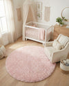Eternal Plush Oasis Collection Area Rug -  Tranquility (Pink Lace) Round Pink Lace  lifestyle 64