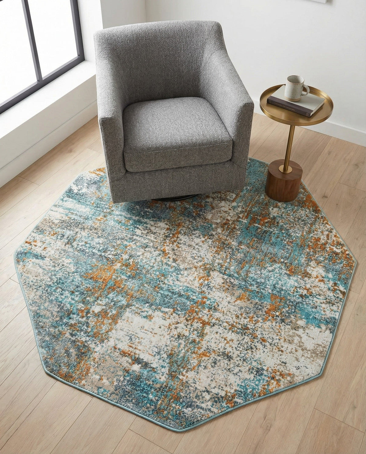 Arcadia Rugs Collection Area Rug -  Nirvana Octagon Cream Blue  lifestyle 75