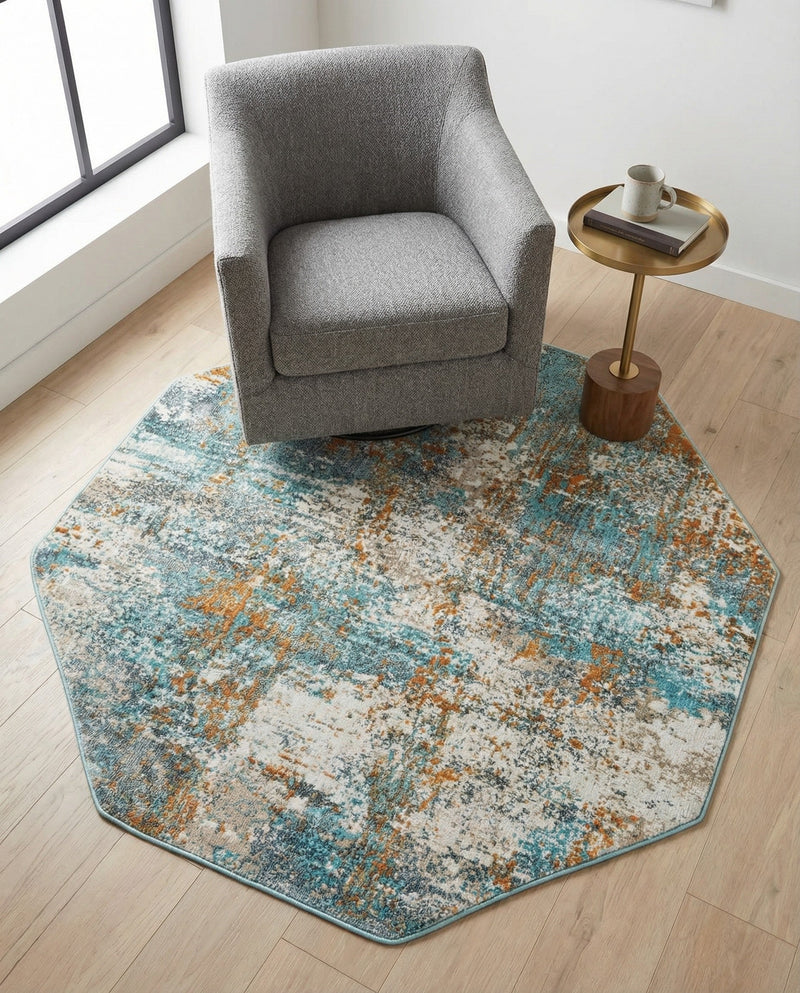 Arcadia Rugs Collection Area Rug -  Nirvana Octagon Cream Blue  lifestyle 75