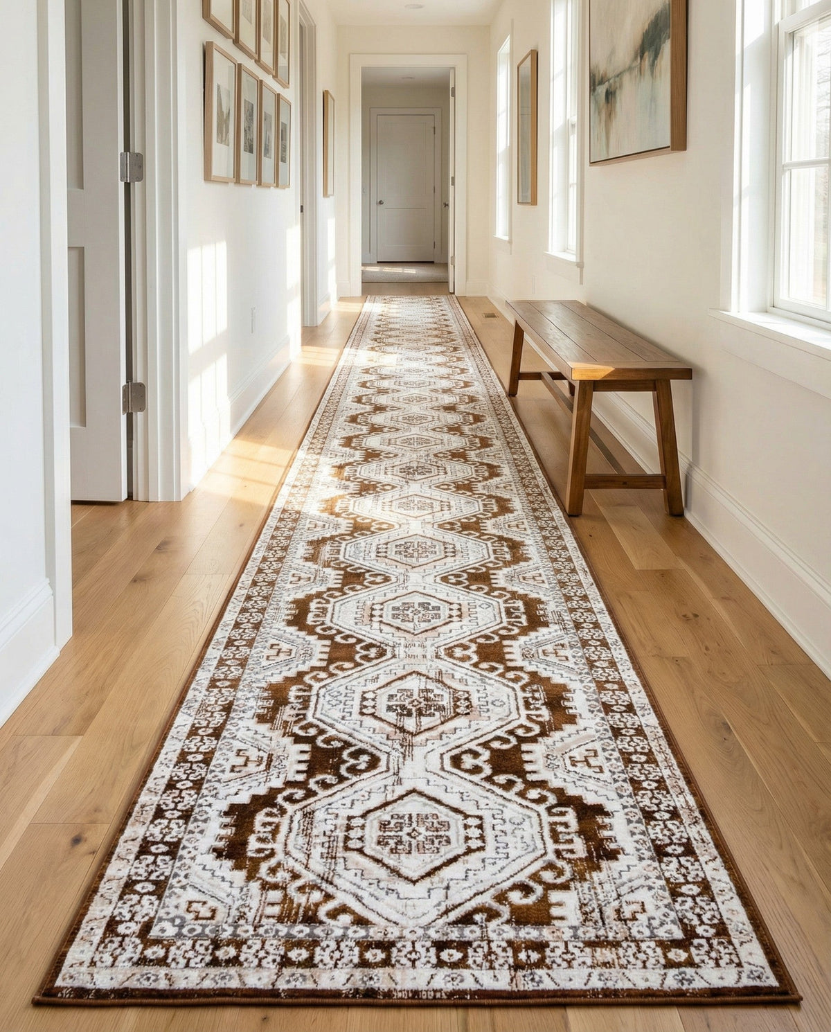 Savannah Elegance Collection Area Rug -  Tybee (Brown) Runner Brown  lifestyle 102
