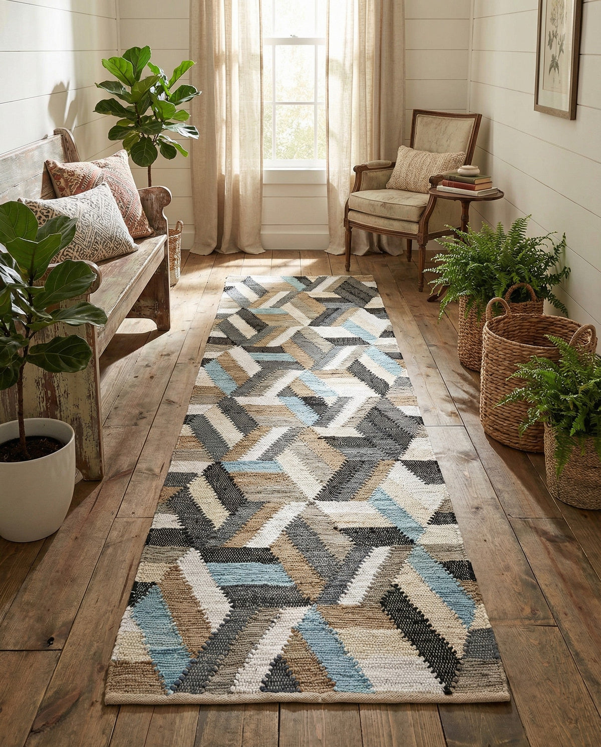 Thar Cotton Collection Area Rug -  Cochin Runner Blue  lifestyle 30