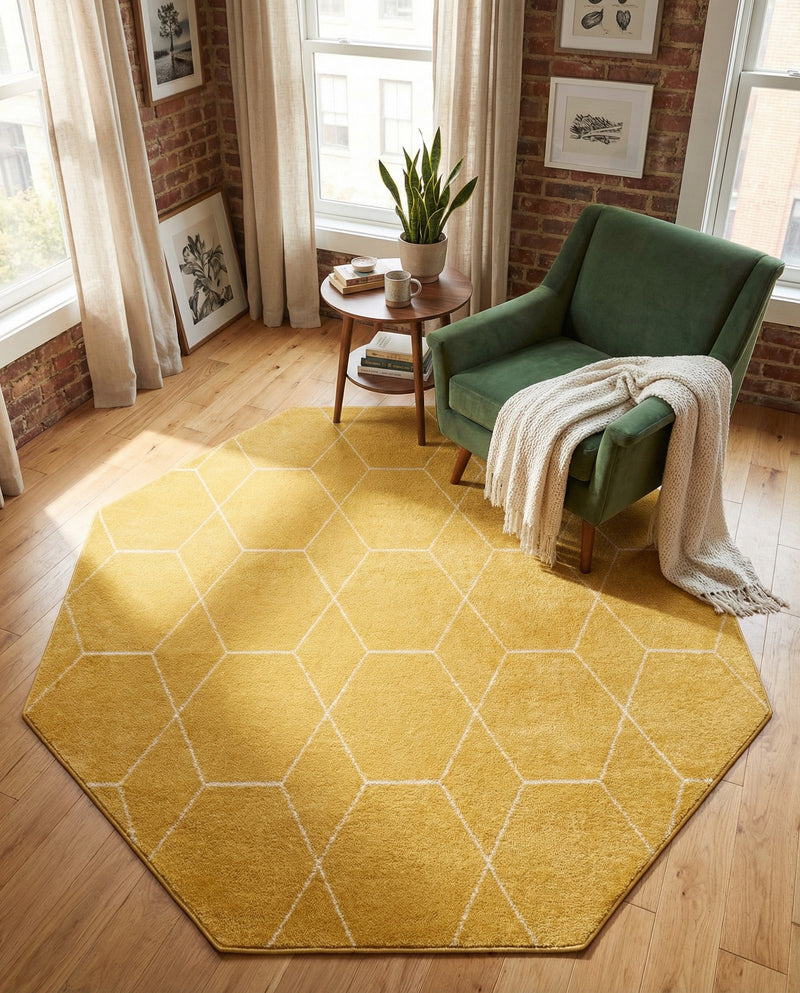 Trellis Mosaic Collection Area Rug - Arborville (Yellow) Octagon Yellow  lifestyle 62