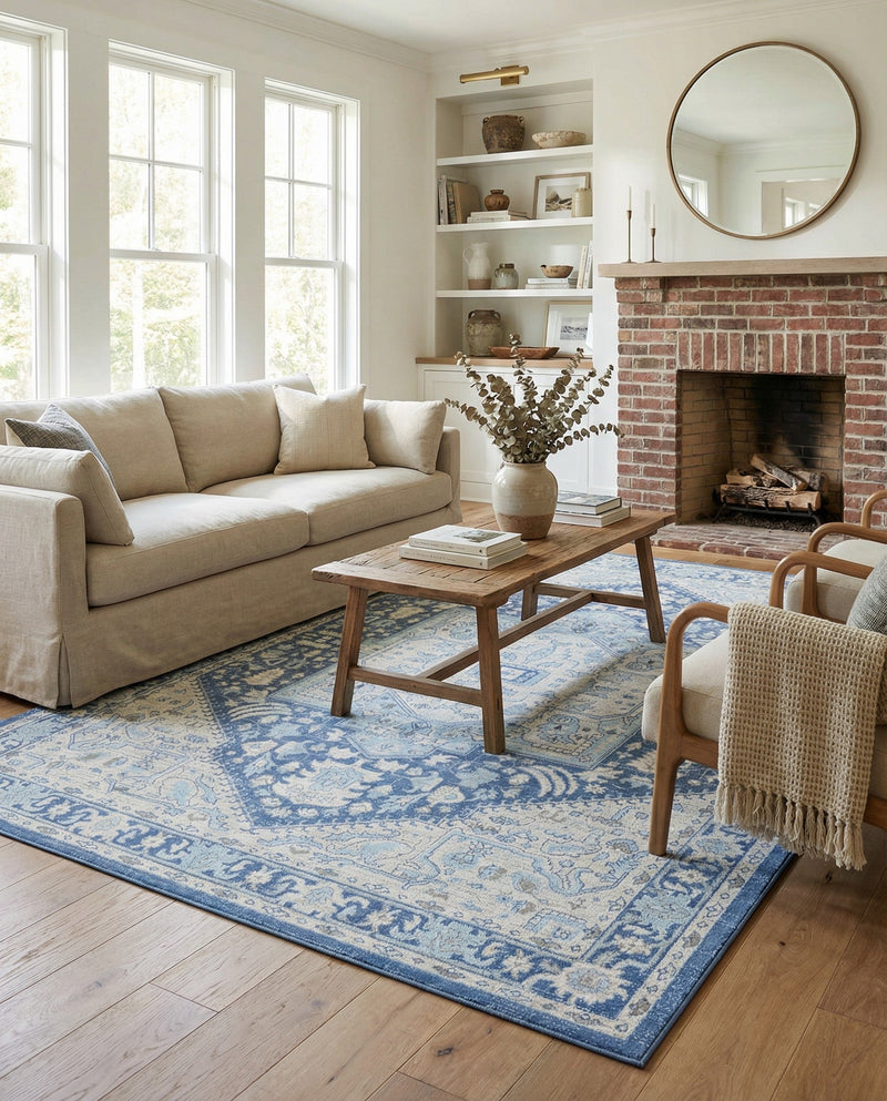 Savannah Series Collection Area Rug - Charleston (French Blue) Rectangle French Blue  lifestyle 4