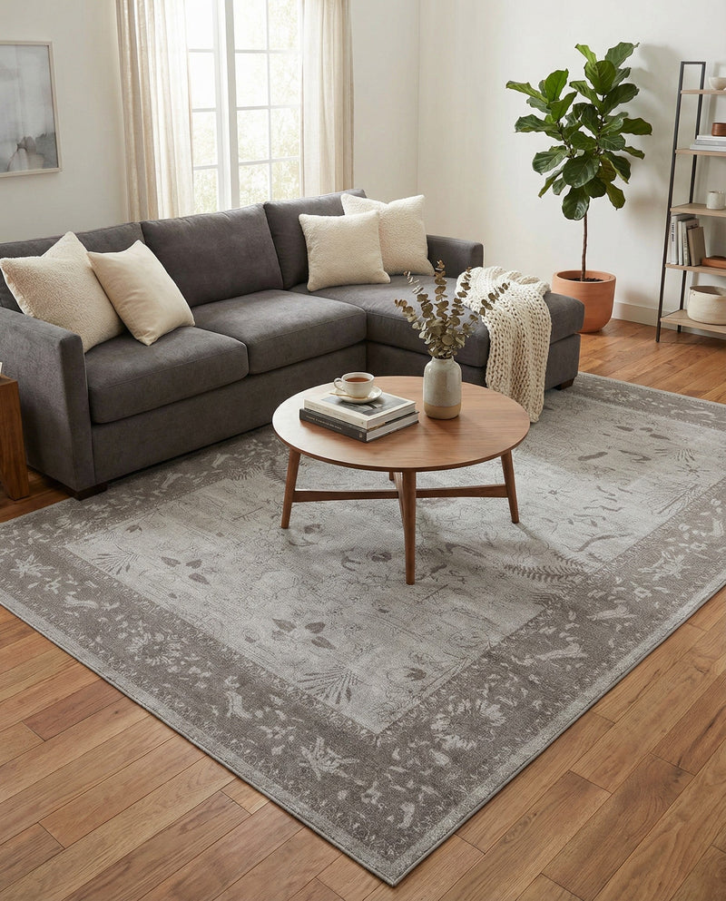 Horizon Collection Area Rug -  Apex (Light Gray) Rectangle Light Gray  lifestyle 25