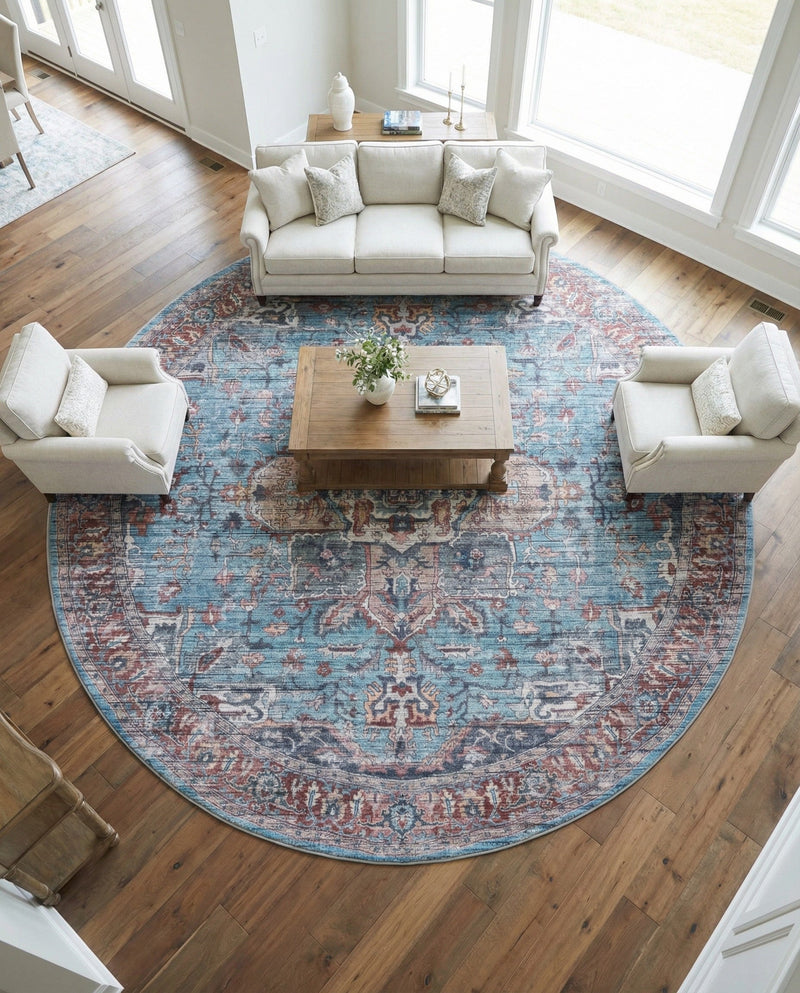 Zahara Oasis Collection Area Rug -  Casablanca Round Blue  lifestyle 58