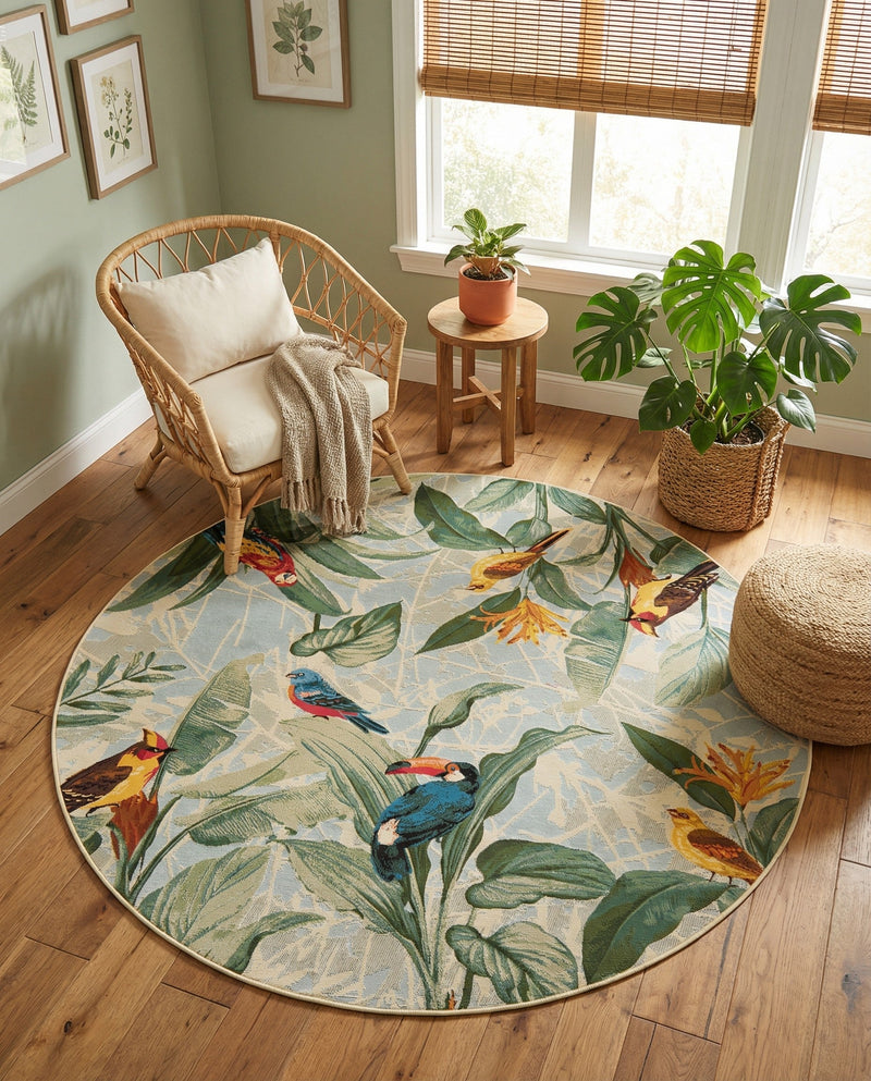 Seaside Blooms Collection Area Rug -  Tropic Round Multi  lifestyle 42