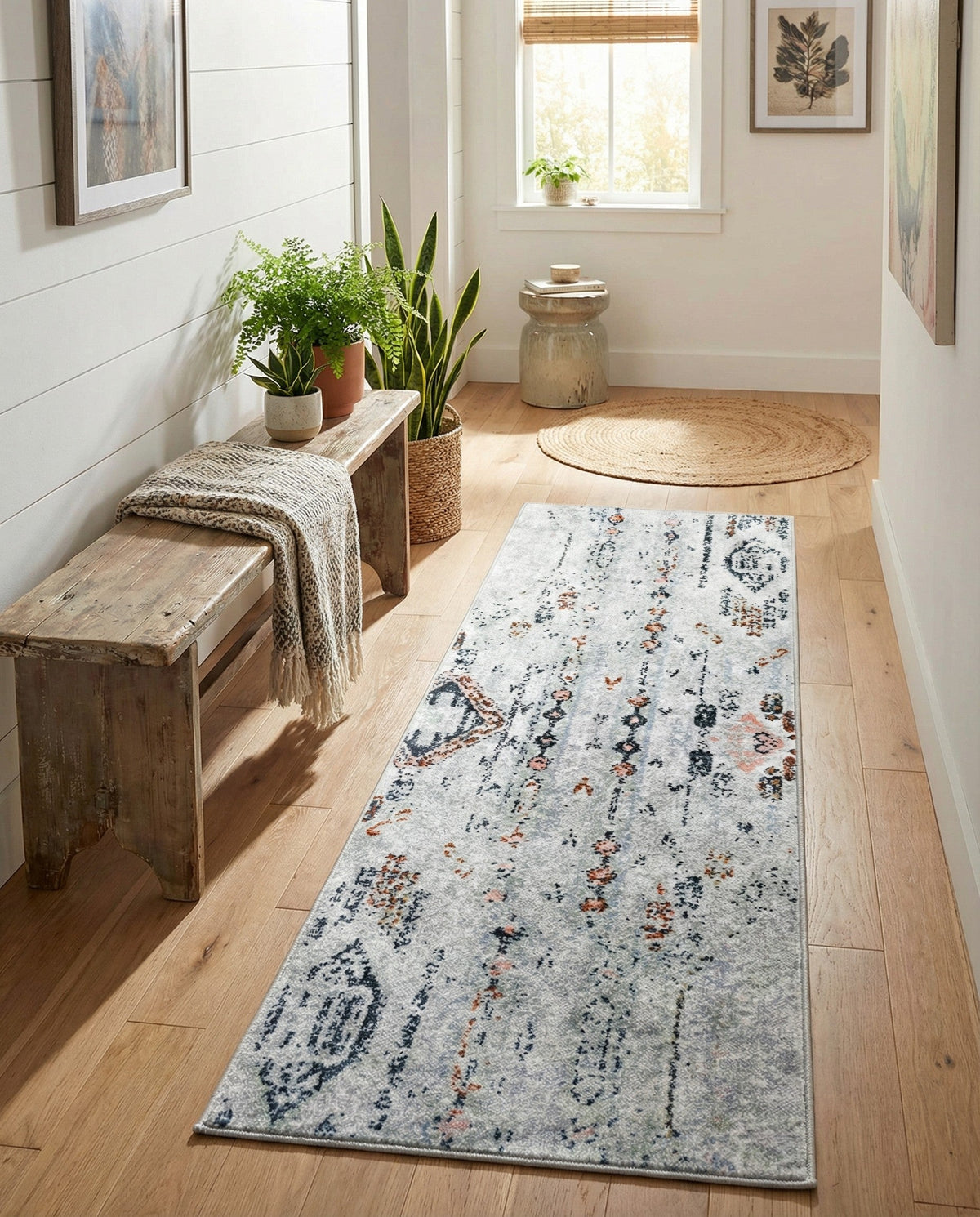 Aegean Elegance Washables Collection Area Rug -  Zakynthos Runner Ivory Gray  lifestyle 158