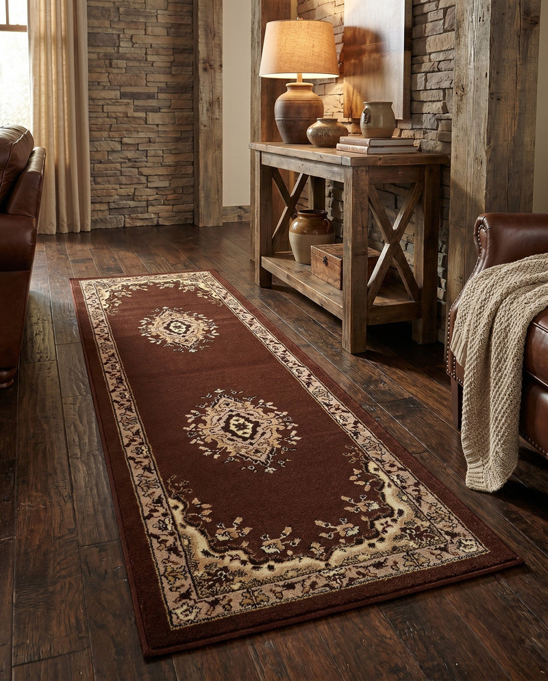 Tabriz Tapestry Collection Area Rug - Azerbaijan (Brown) Runner Brown  lifestyle 58