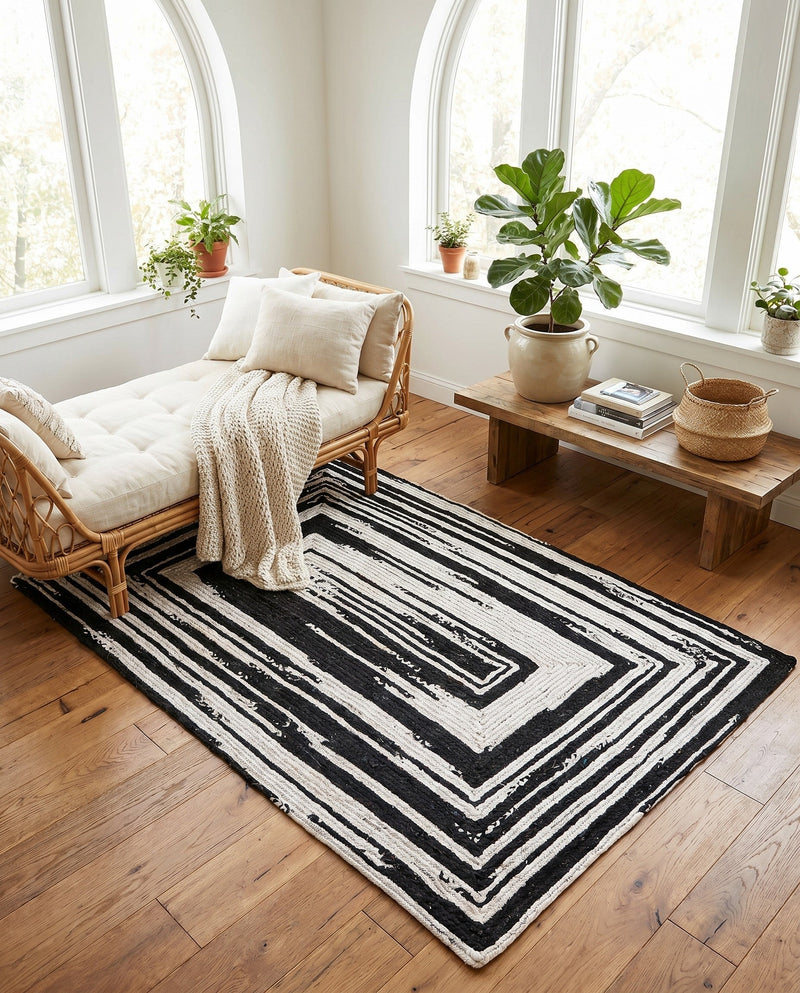 Woven Udaipur Collection Area Rug - Jaipur Rectangle Black and White  lifestyle 14