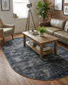 Sahara Essence Collection Area Rug - Oasis (Black) Oval Black  lifestyle 73