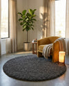 Plush Oasis Collection Area Rug - Serenity (Graphite Gray) Round Graphite Gray  lifestyle 65