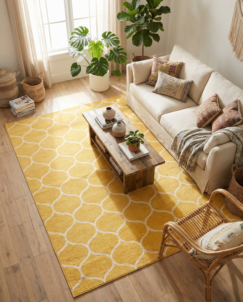 Trellis Mosaic Collection Area Rug -  Pergolatown (Yellow) Rectangle Yellow  lifestyle 14