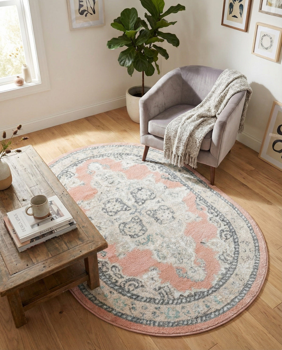 Beverly Grove Collection Area Rug -  Fairfax (Rose) Oval Rose  lifestyle 67