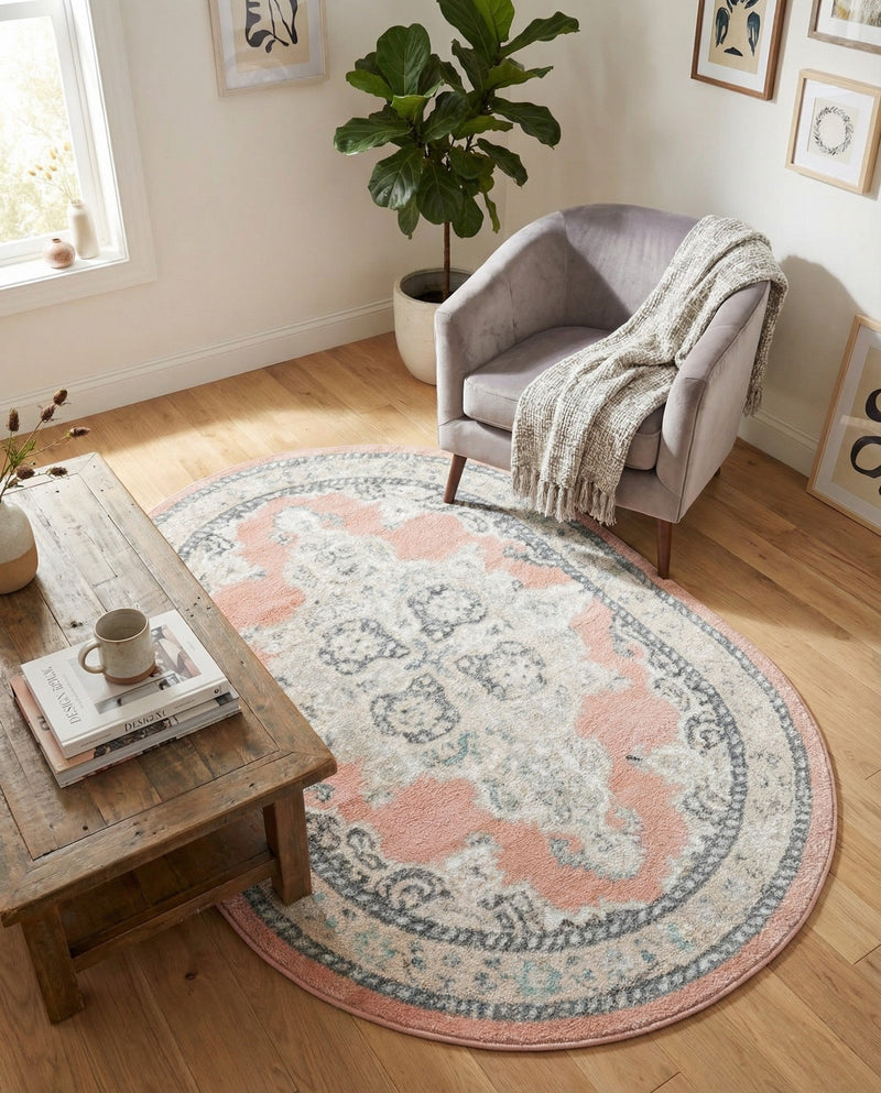 Beverly Grove Collection Area Rug -  Fairfax (Rose) Oval Rose  lifestyle 67