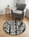 Cascade Range Collection Area Rug - Hood (Black and White) Round Black and White  lifestyle 35