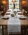 Thar Cotton Collection Area Rug - Jaisalmer (Light Gray) Table Runner Light Gray  lifestyle 55
