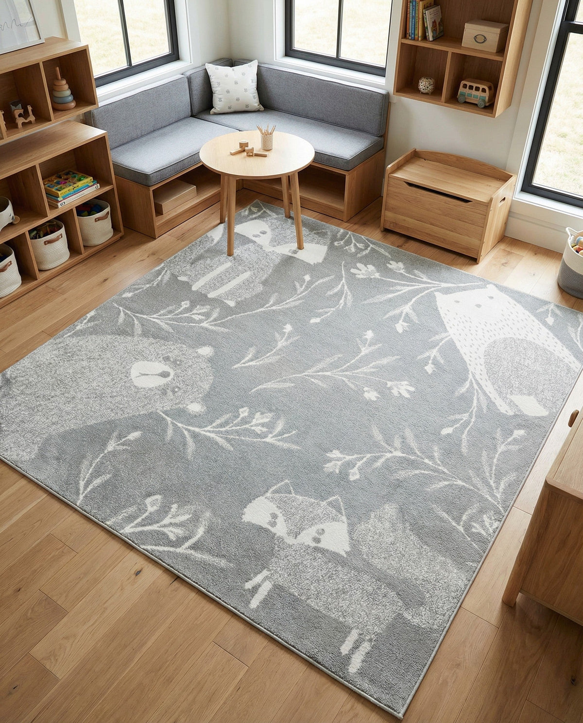 Wonder Tykes Collection Area Rug -  Quirky Square Gray  lifestyle 114