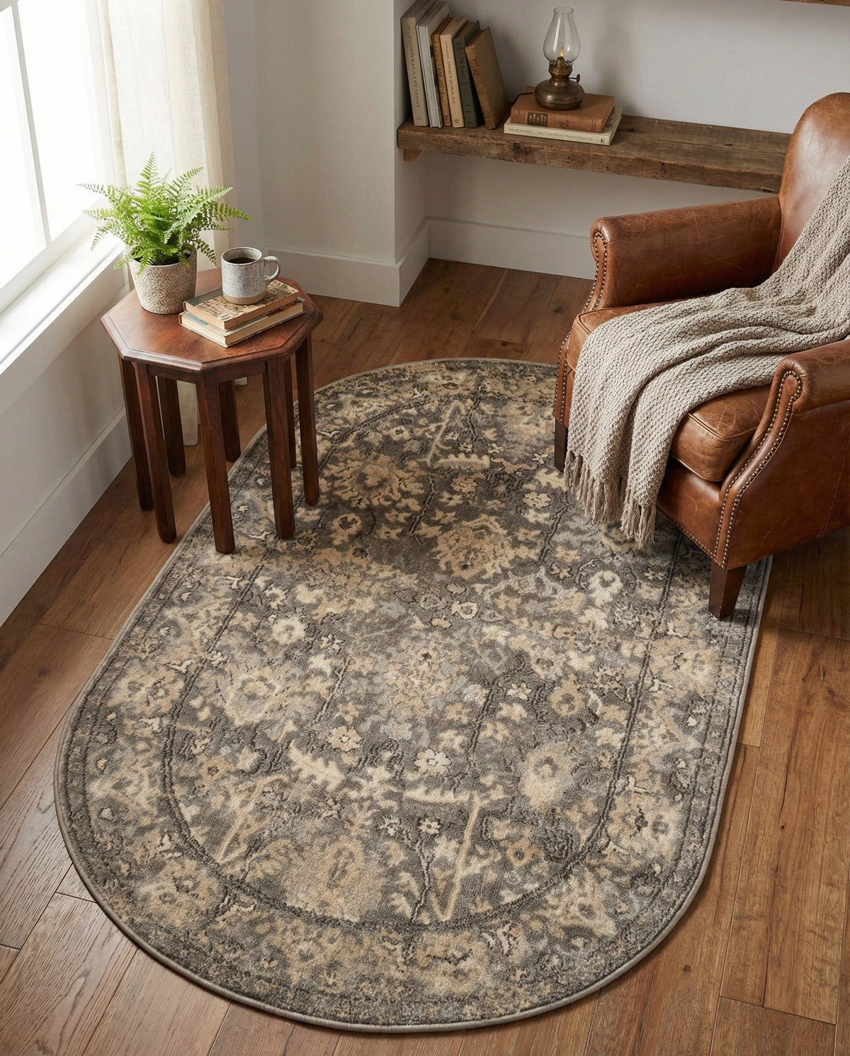 Cascade Range Collection Area Rug -  Shasta (Gray) Oval Gray  lifestyle 110